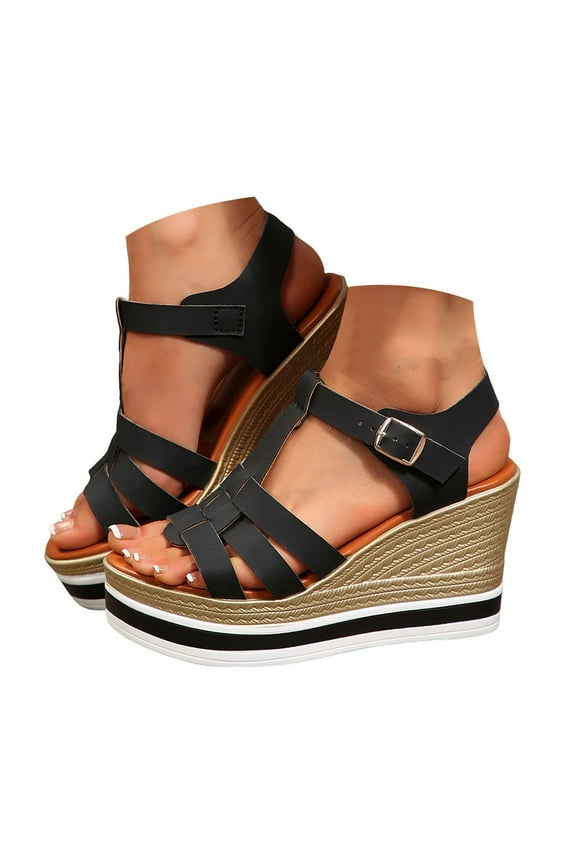 Platform Sandals Women Comfortable Espadrille Wedge High Heels Ladies Open Toe Dressy Shoes