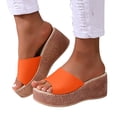 thumbnail image 1 of Dakaela Platform Sandals Women Slip on Espadrille Bohemia Wedge Sandal Comfortable Open Toe Dressy Beach Summer Slides Shoes Orange Size 9, 1 of 5