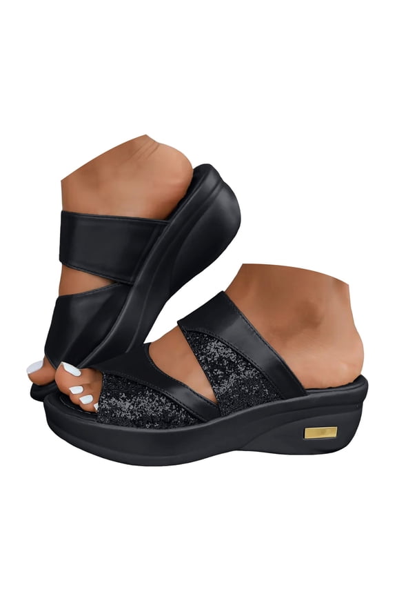 Platform Slide Sandals for Women Rhinestone Arch Support Shower Shoes Non Slip Bath Slippers