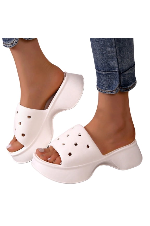 Platform Slides for Women Cushioned Slip on Sandals Open Toe Fashion Walking Shoes