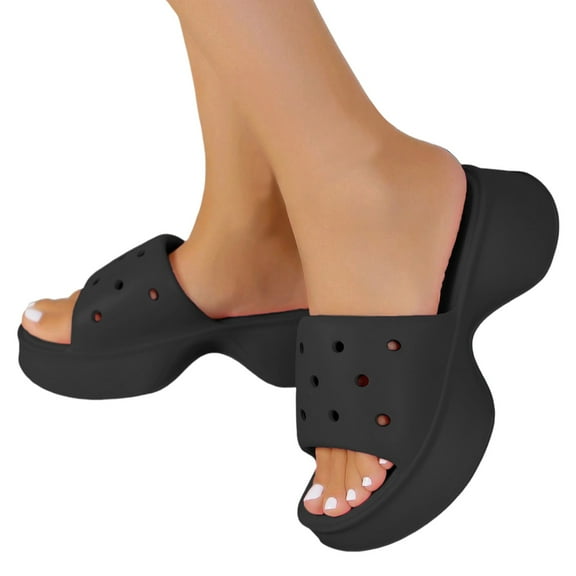 Dakaela Platform Slides for Women Cushioned Slip on Sandals Open Toe Fashion Walking Shoes
