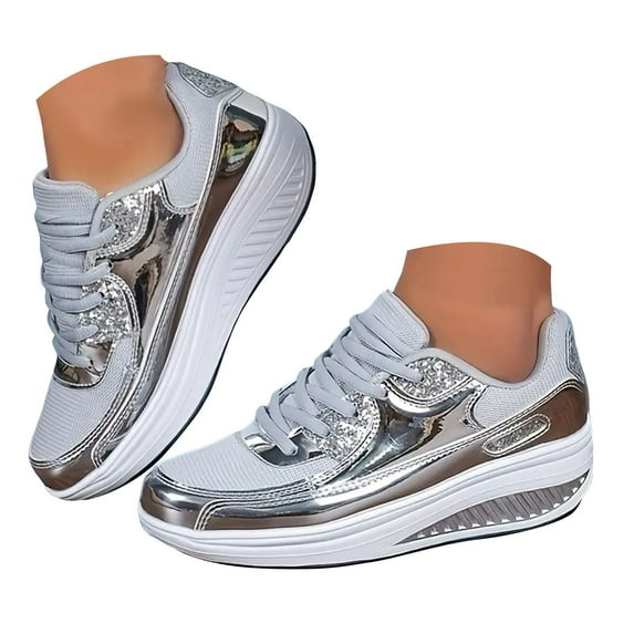 Dakaela Platform Sneakers for Women Slip Resistant Work Shoes Comfortable Thick Wedge Walking Shoes