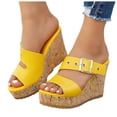 thumbnail image 1 of Dakaela Platform Wedge Sandals for Women Cutout Buckles 3.93 Inch High Heels Comfortable Non Slip Summer Walking Slides Shoes Size 9.5, 1 of 8