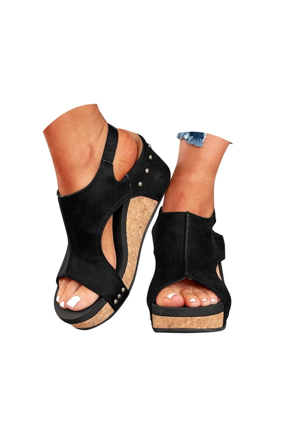Platform Wedge Sandals for Women Wide Width Open Toe Walking Sandal Slingback Dress Shoes