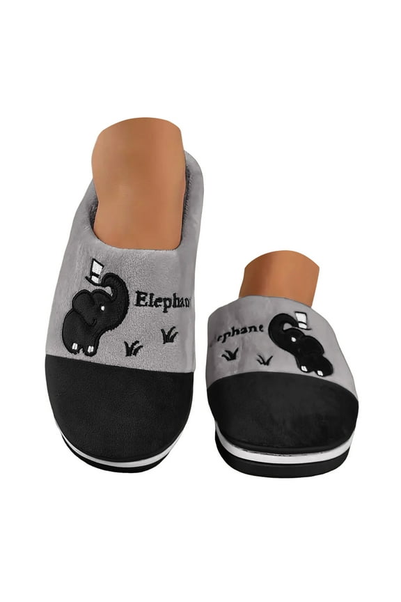 Plush Animal Slippers for Women Men Winter Warm Couple House Shoes Non Slip Bedroom Slides