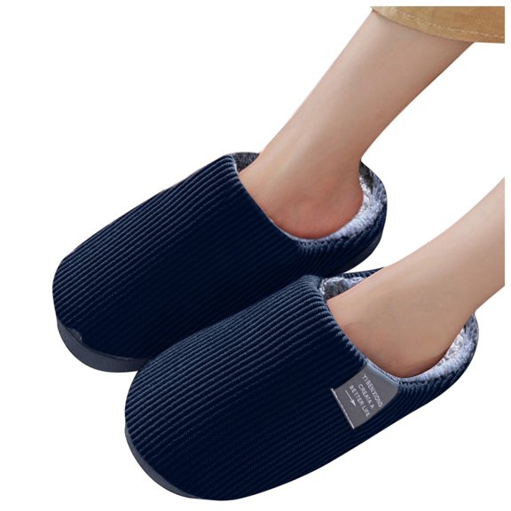 Dakaela Plush Slippers for Women Men Memory Foam Bedroom House Shoes Indoor Outdoor Non Slip Fuzzy Slides Navy 10