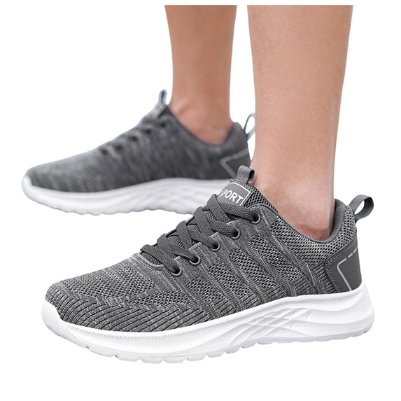 Dakaela Running Shoes for Women Men Mesh Breathable Walking Fashion Sneakers with Arch Support Grey 8.5