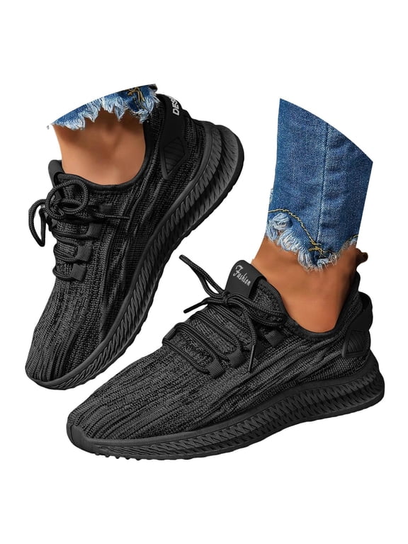 Running Shoes for Women Mesh Walking Tennis Shoes Non Slip Gym Workout Fashion Sneakers Black 6