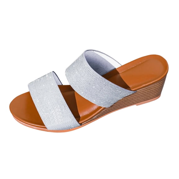 Dakaela Sandals for Women 2025 Platform Wedge Espadrilles Slip on Shoes Open Toe Espadrilles Slides