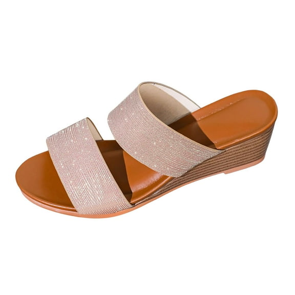 Dakaela Sandals for Women 2025 Platform Wedge Espadrilles Slip on Shoes Open Toe Espadrilles Slides