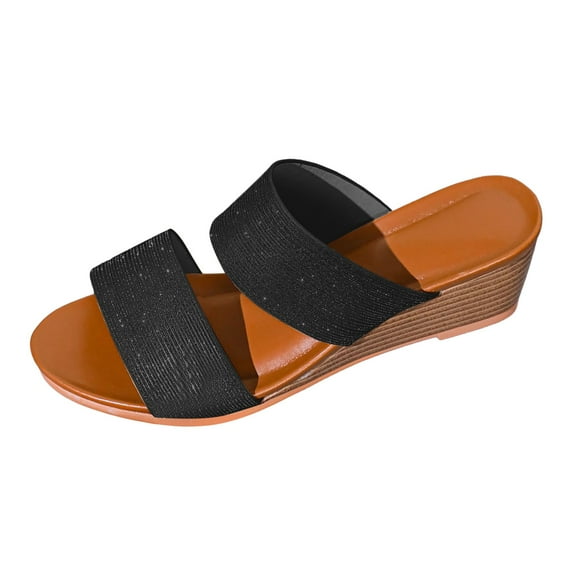 Dakaela Sandals for Women 2025 Platform Wedge Espadrilles Slip on Shoes Open Toe Espadrilles Slides