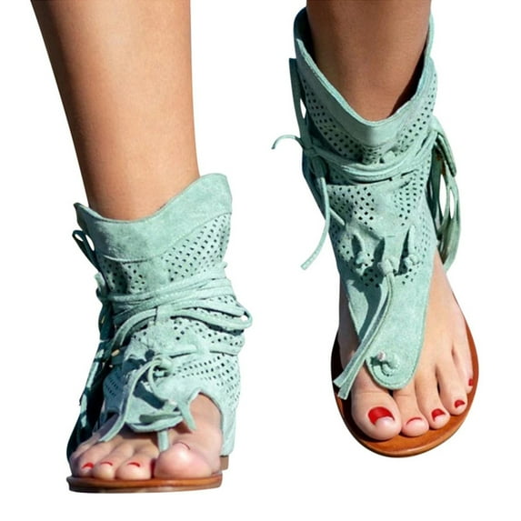 Dakaela Sandals for Women Dressy Summer Thong Flip Flops Western Cowboy Walking Ankle Flats Shoes