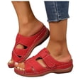 thumbnail image 1 of Dakaela Sandals for Women with Comfortable Arch Support Summer Beach Orthotic Slippers Low Wedge Slip on Walking Shoes Indoor Outdoor Red 6, 1 of 9
