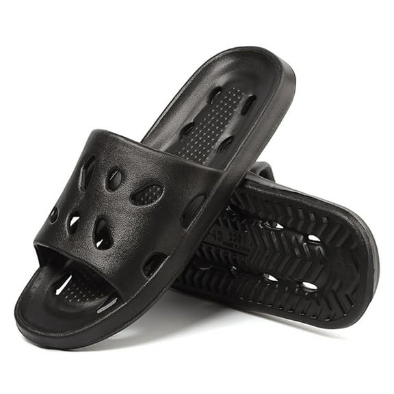 Dakaela Shower Shoes for Women Men Comfortable Quick Drying Pool Slides Non Slip Beach Sandals Black 7.5