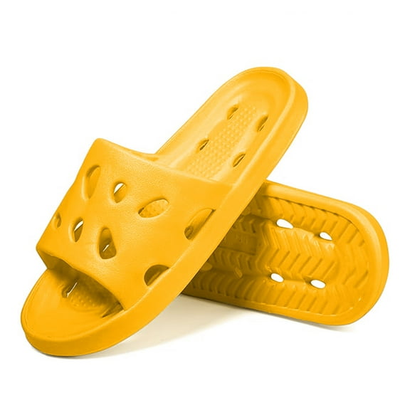 Dakaela Shower Shoes for Women Men Comfortable Quick Drying Pool Slides Non Slip Beach Sandals Yellow 7.5