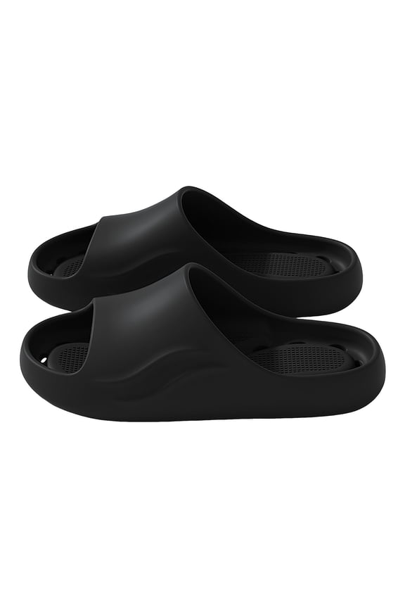 Shower Slippers for Men Women Quick Drying Non Slip Bathroom Sandals with Drain Holes Gym Pool Spa Beach Slides Indoor Outdoor Black Size 10