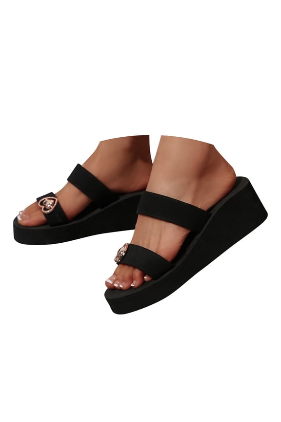 Slide Sandals for Women 2025 Yoga Mat Wedge Platform Slippers Summer Walking Shoes Black 7
