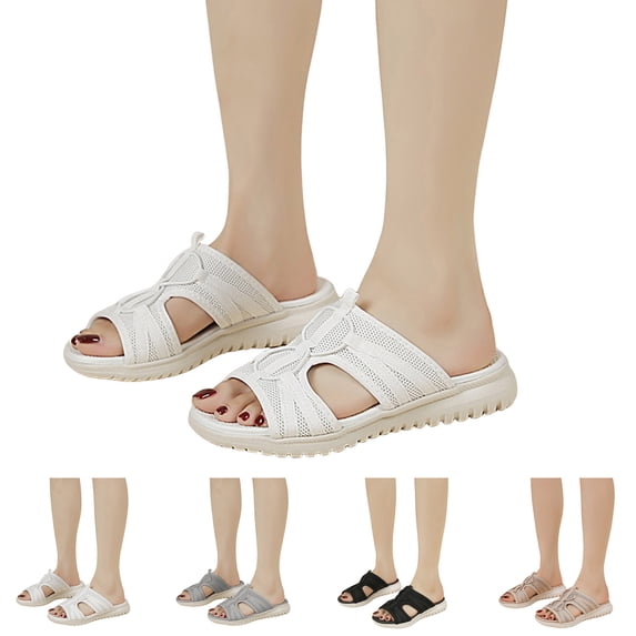 Dakaela Slides Sandals for Women Breathable Mesh Sports Athletic Casual Slippers Lightweight Memory Foam Non Slip Walking Shoes with Arch Support Size 6-10 Black