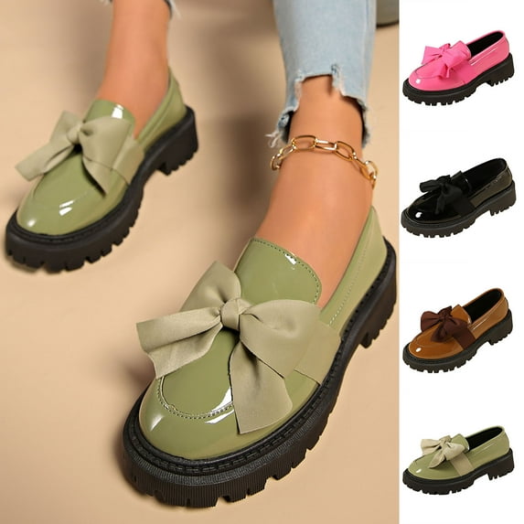 Dakaela Slip on Loafers for Women Comfortable Platform Chunky Penny Loafer Business Office Work Casual Shoes Green 6