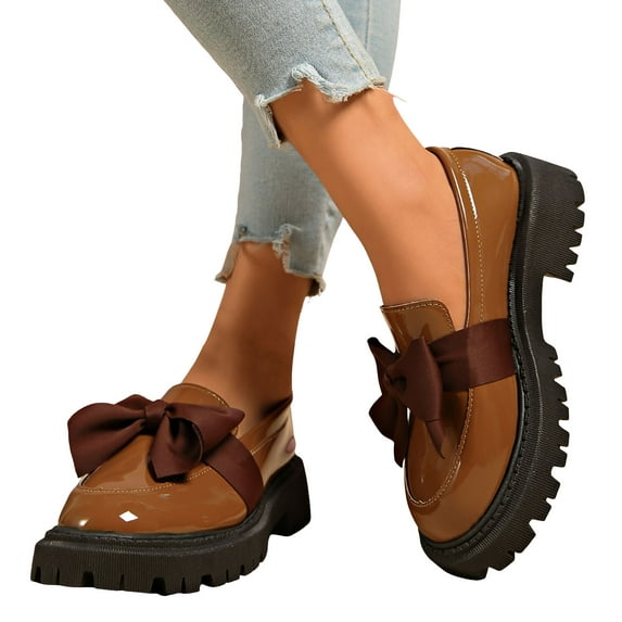 Dakaela Slip on Loafers for Women Comfortable Platform Chunky Penny Loafer Business Office Work Casual Shoes Khaki 8.5