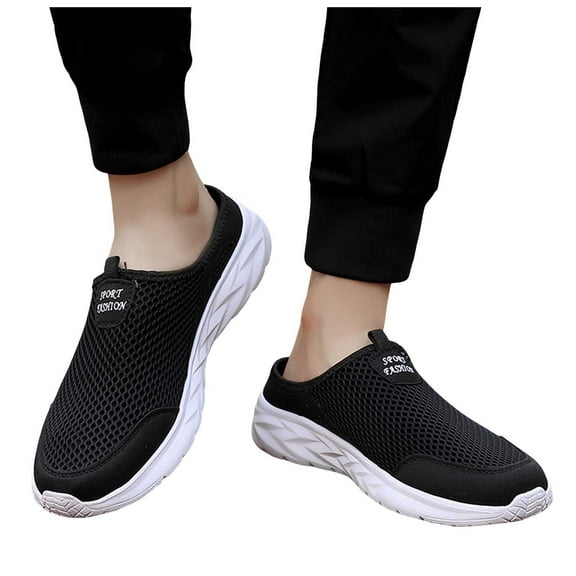 Dakaela Slip on Mules for Men Light Open Back Comfort Walking Shoes Mesh Knit Slippers Clogs Sneakers