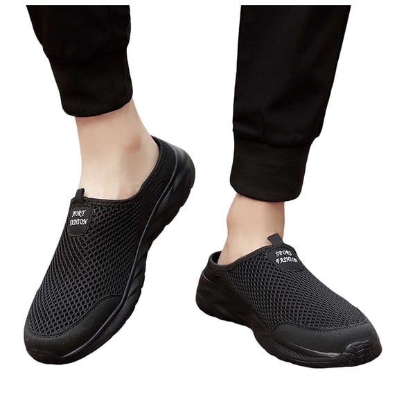 Dakaela Slip on Mules for Men Light Open Back Comfort Walking Shoes Mesh Knit Slippers Clogs Sneakers