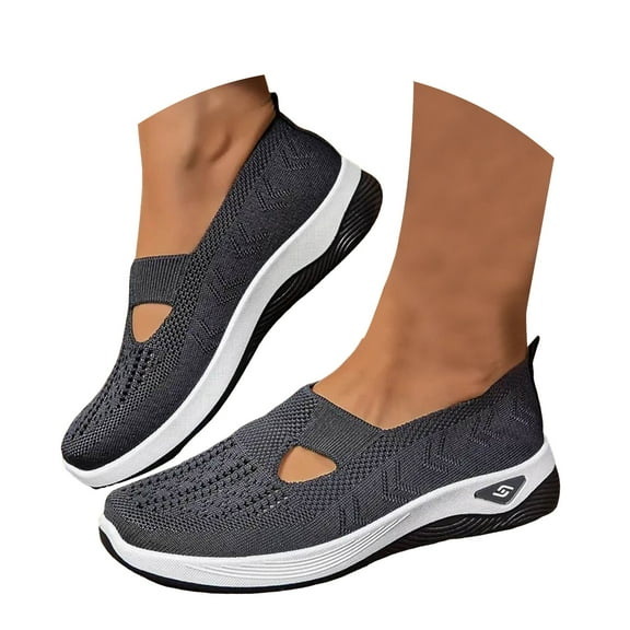 Dakaela Slip on Shoes for Women Mesh Orthopedic Flats Nursing Driving Casual Walking Loafers Grey 7.5