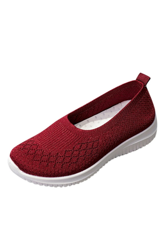 Slip on Sneakers Women Orthopedic Walking Shoes Arch Support Mesh Nurse Tennis Loafers Red 8.5