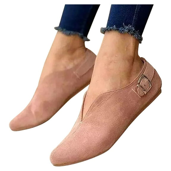 Dakaela Slip on Walking Shoes for Women Suede Casual Loafers Cutout Lightweight Work Flats Pink 10