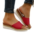 thumbnail image 1 of Dakaela Slip on Wedge Sandals for Women Open Toe Platform Slides Espadrilles 2.16 Inch Comfortable Dressy Beach Summer Mules Shoes Red 9, 1 of 8