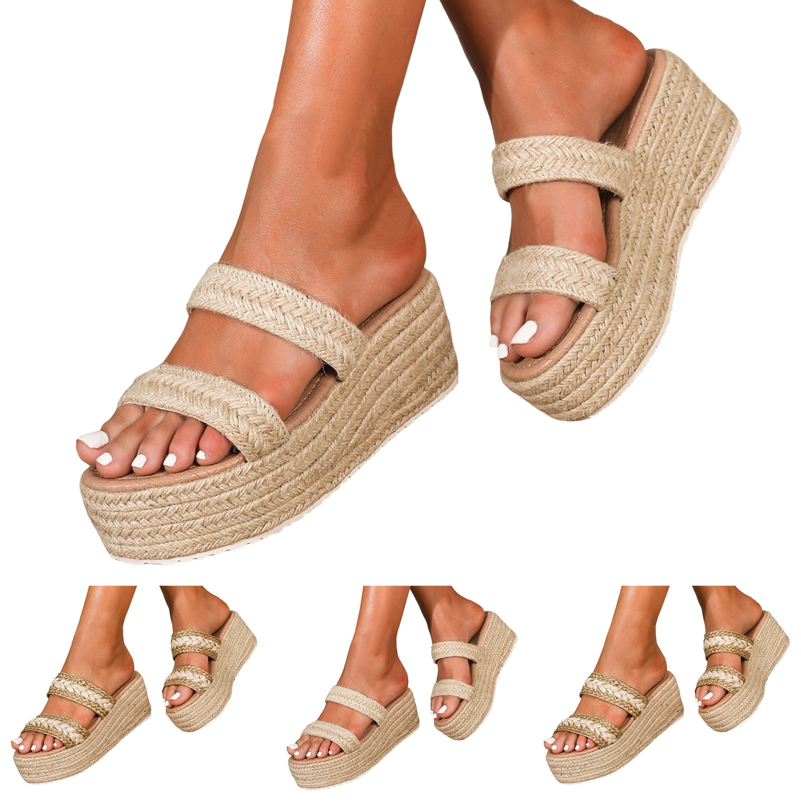 Dakaela Slip on Wedge Sandals for Women Open Toe Wide Width Platform ...