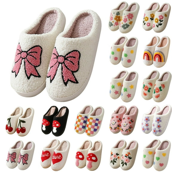 Dakaela Slippers for Women Men Winter Fluffy Plush House Shoes Cute Warm Indoor Outdoor Slip on Slides