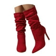 thumbnail image 1 of Dakaela Slouchy High Heel Boots for Women Suede Stiletto Pointed Toe Pull on Dressy Tall Mid Calf Booties, 1 of 7