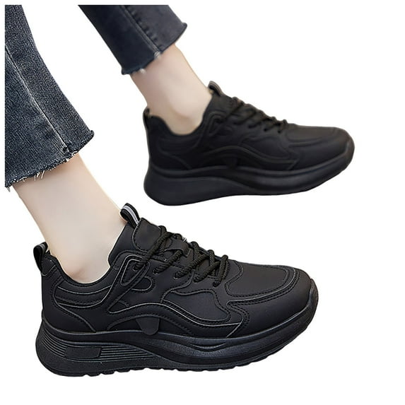 Dakaela Sneakers for Women Breathable Non Slip Walking Shoes Lightweight Running Tennis Shoe Black 6