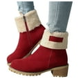 thumbnail image 1 of Dakaela Snow Ankle Boots for Women Chunky Heel Slip on Winter Booties Comfortable Outdoor Work Shoes, 1 of 9