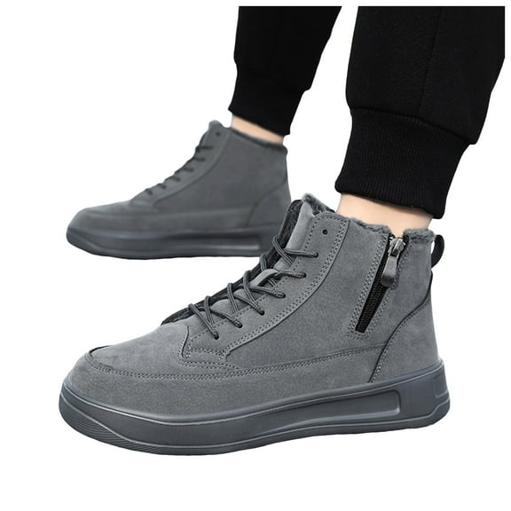 Dakaela Snow Boots for Women Winter Waterproof Slip on Fashion Sneakers Fleece Lined Walking Ankle Booties with Zipper Grey 8.5