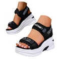 thumbnail image 1 of Dakaela Sport Walking Sandals for Women Wedge Platform Hiking Slip on Shoes Mesh Summer Sandal Black 7.5, 1 of 6