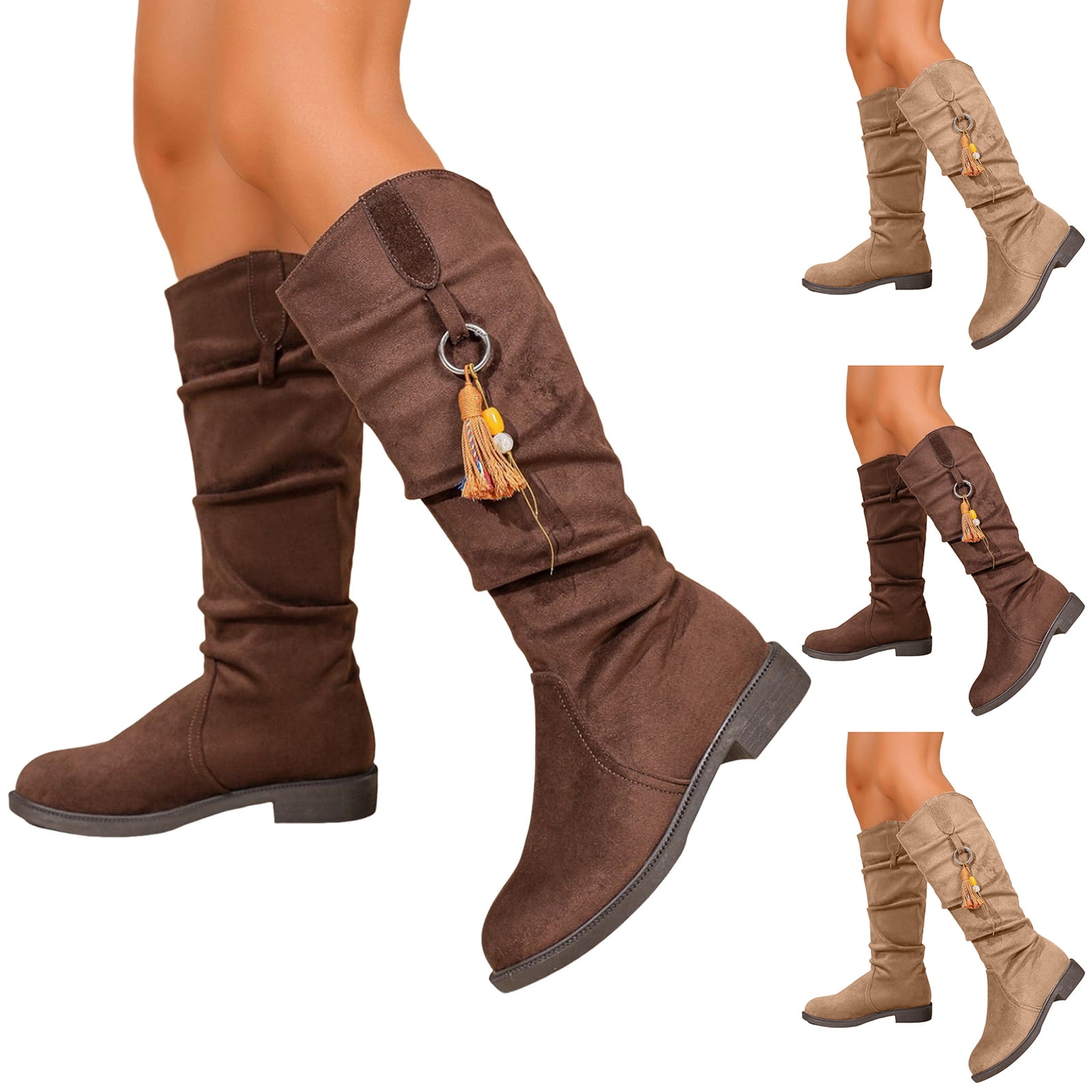 Slouch Riding Boots Dakaela Suede Knee High Boots Women Chunky Low Heel Slouch Riding Boots ...