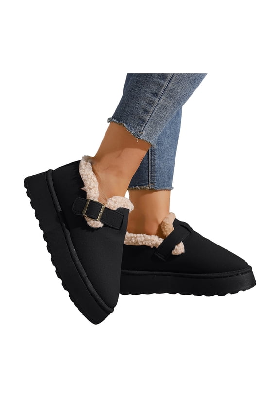 Suede Mini Ankle Boots for Women Fleece Lined Platform Winter Snow Booties Indoor Outdoor Walking Casual Shoes