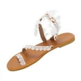 thumbnail image 1 of Dakaela Summer Flip Flops for Women Flower Toe Ring Strappy Beach Sandals Walking Flats Sizes 5-12, 1 of 6
