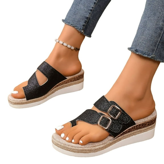 Dakaela Summer Sandals Women Wedge Shoes Espadrilles Orthopedic Flip Flops Dressy Summer Slides