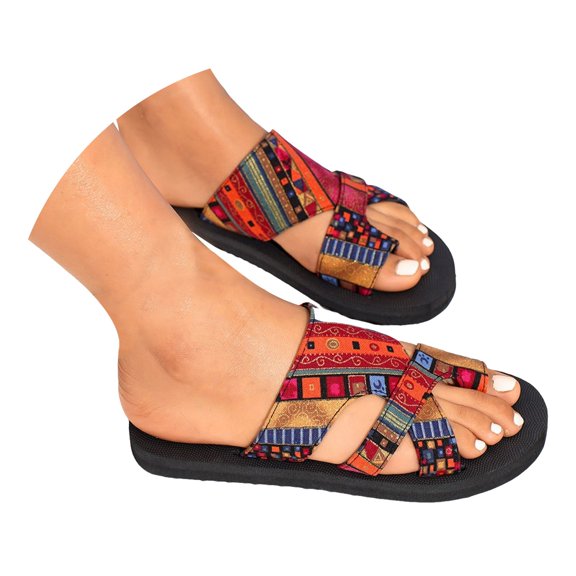 Dakaela Summer Sandals for Women 2025 Fashion Walking Flip Flops Beach Casual Mesh Flats Red 8