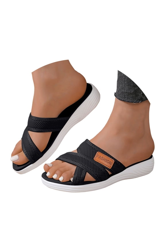 Summer Sandals for Women 2025 Hollow Mesh Walking Slides Non Slip Beach Flats Water Shoes