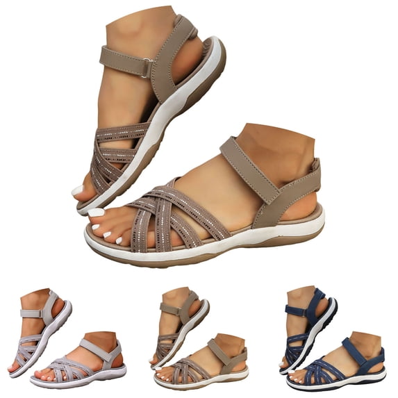 Dakaela Summer Sandals for Women Orthopedic Strappy Hiking Walking Shoes with Arch Support Comfortable Casual Slip on Sandal Size 6