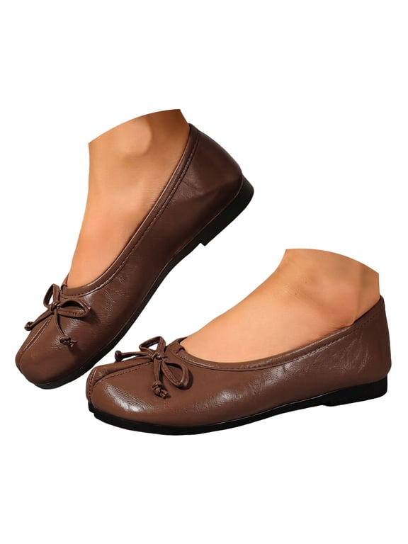 Tabi Mary Jane Shoes Women Split Toe Wide Width Womens Flats Comfortable Casual Dressy Party School Work Dress Pumps Shoes Brown,8