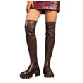 thumbnail image 1 of Dakaela Thigh High Boots for Women Platform Over The Knee High Boots Chunky Heel Stretch Fashion Tall Boot Brown 6.5, 1 of 9