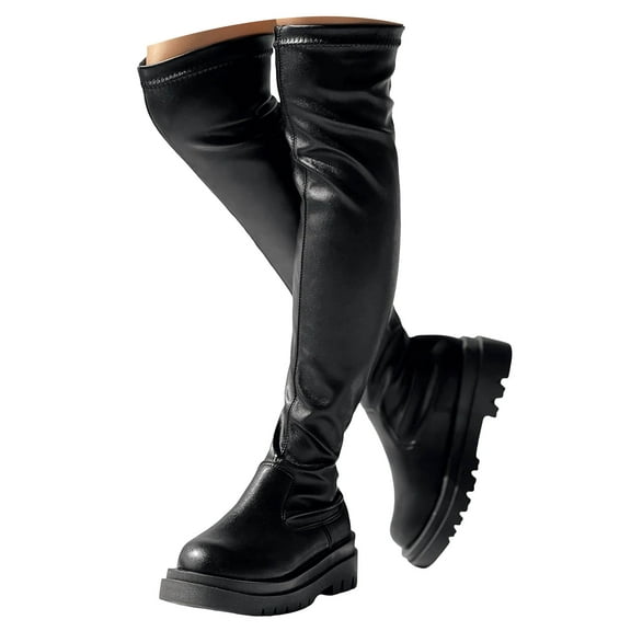Dakaela Thigh High Boots for Women Platform Over The Knee Long Boot Ladies Stretch Winter Dress Shoes