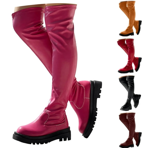 Dakaela Thigh High Boots for Women Platform Over The Knee Long Boot Ladies Stretch Winter Dress Shoes