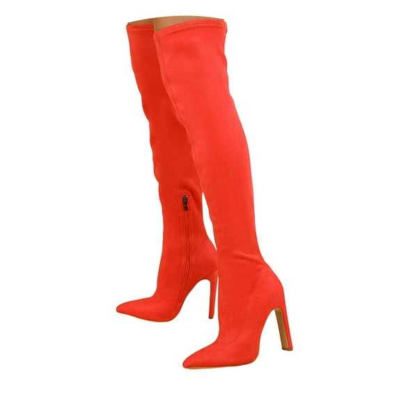 Dakaela Thigh High Over the Knee Boots for Women Sexy Stilettos High Heels Stretch Suede Long Tall Boot