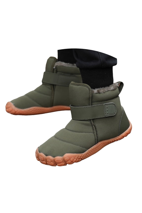 Toddler Boots Girls Boys Wide Winter Snow Boot Kids Zero Drop Barefoot Hiking Shoes Indoor Outdoor Fleece Sneakers Green Size 9